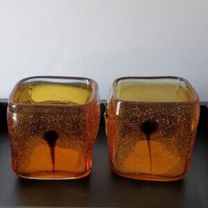 UNI-KING Vintage Amber blown glass votive candle holders
